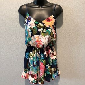 SOLD! Foreign Exchange Navy Floral Tank Romper